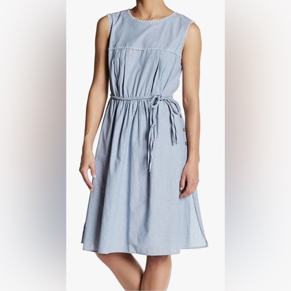 Nanette Lepore Dresses & Skirts - Nanette Lepore Women Cottagecore Chennnai Blue Chambray Midi Dress Sz 16